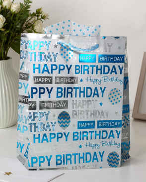 SR069 Пакет подарочный ламинированный 'Happy Birthday', 32*26*12см (B-голубой) арт. АРС-8563-1-АРС0001153713 SR069 Пакет подарочный ламинированный 'Happy Birthday', 32*26*12см (B-голубой) арт. АРС-8563-1-АРС0001153713