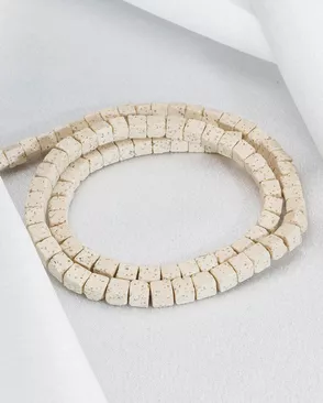Бусины Вулканическая лава белая, квадратные, 6*6мм, на нитке 38см, Astra&Craft арт. АРС-67251-1-АРС0001316227