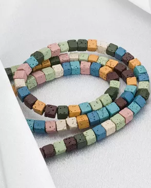 Бусины Вулканическая лава цветная, квадратные, 4*4мм, на нитке 38см, Astra&Craft арт. АРС-67252-1-АРС0001316228