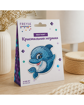 Кристальная мозаика (алмазная вышивка) "ФРЕЯ" ALVM-051 магнит "Дельфин" арт. ГММ-105702-1-ГММ076775245394