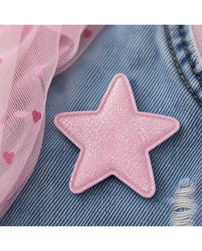 Аппликации пришивные с глиттером Звездочка розовая 3х3см (в упаковке 20 шт.) арт. МГ-111528-1-МГ0750264