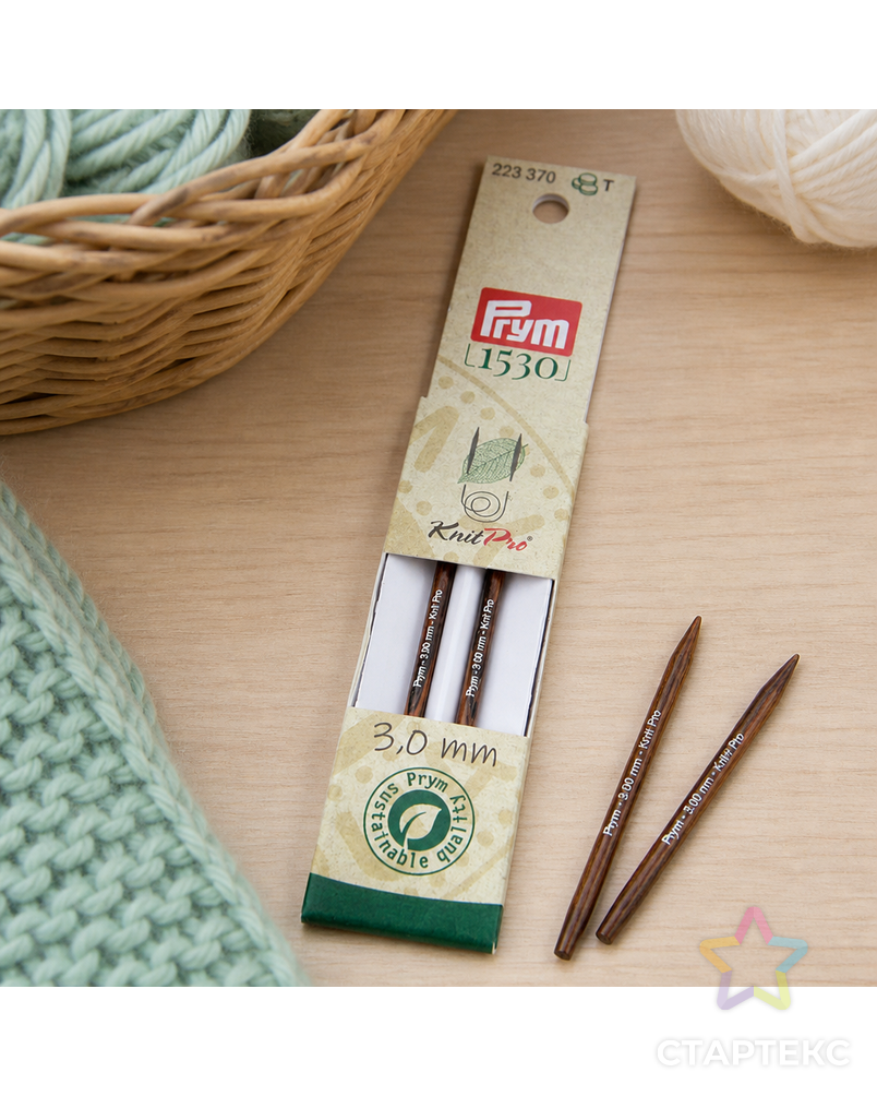 Спицы PRYM 223370 съемные короткие "Natural" береза d 3.0 мм 8.7 см 2 шт арт. ГММ-112285-1-ГММ095473858254 - рис. 1