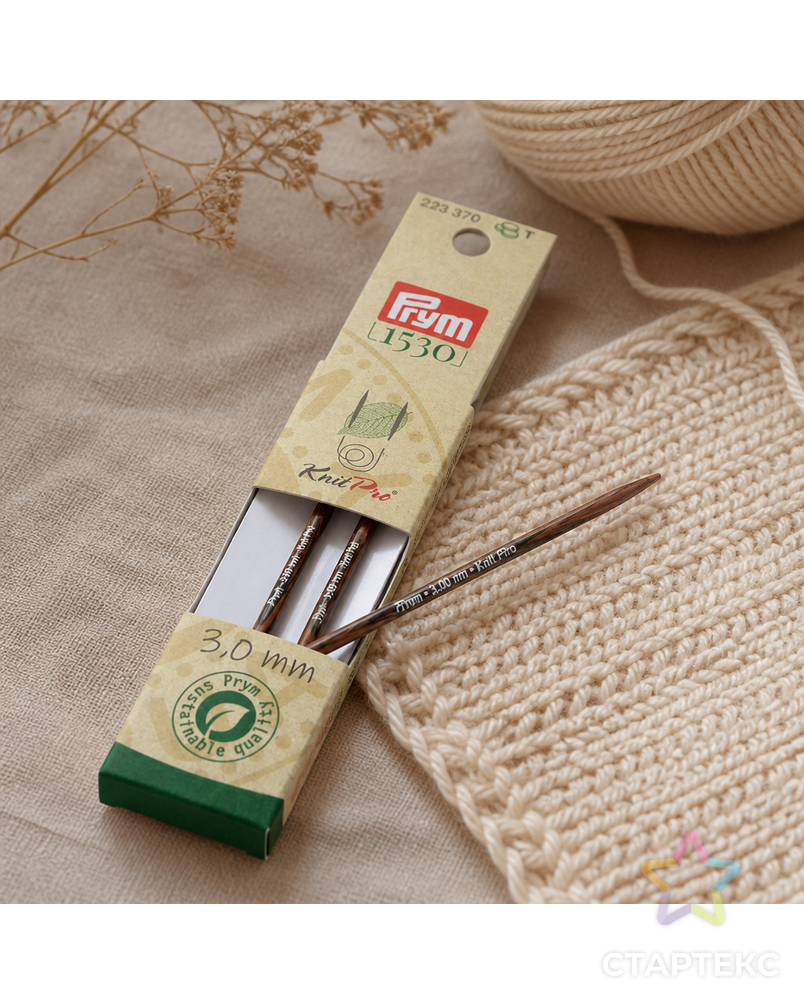 Спицы PRYM 223370 съемные короткие "Natural" береза d 3.0 мм 8.7 см 2 шт арт. ГММ-112285-1-ГММ095473858254 - рис. 3