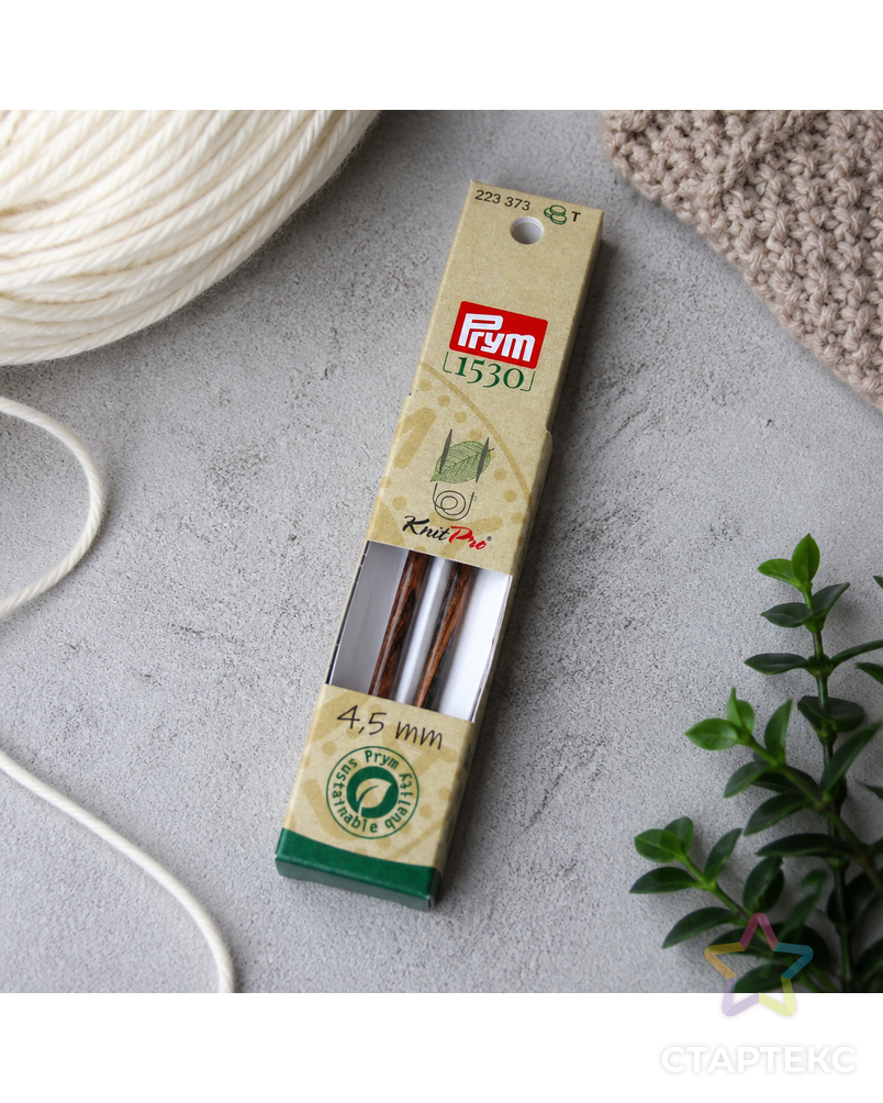 Спицы PRYM 223373 съемные короткие "Natural" береза d 4.5 мм 8.7 см 2 шт арт. ГММ-112287-1-ГММ095473883814 - рис. 1