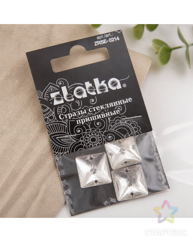 Страз "Zlatka" ZRSE-0214 Crystal 14 х 14 мм стекло 5 x 3 шт в пакете с картонным еврослотом арт. ГММ-112380-1-ГММ094456598734 - рис. 1