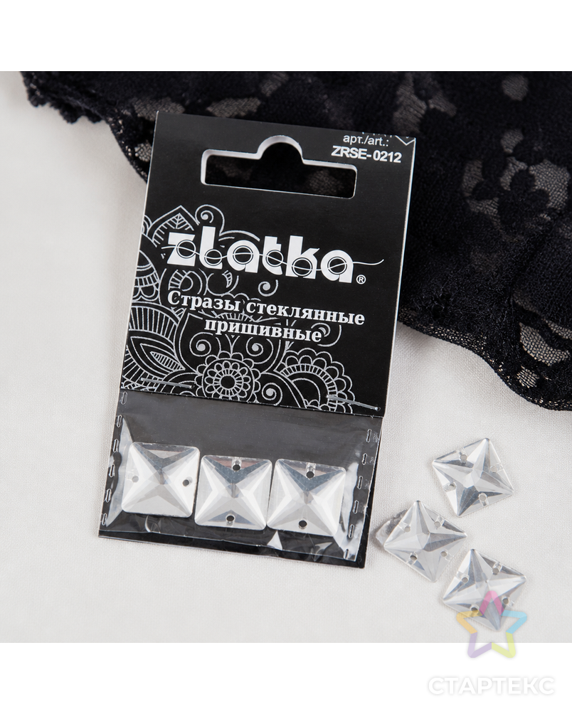 Страз "Zlatka" ZRSE-0212 Crystal 12 х 12 мм стекло 5 x 3 шт в пакете с картонным еврослотом арт. ГММ-112381-1-ГММ094456931034 - рис. 2
