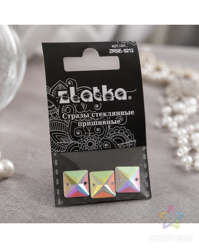 Страз "Zlatka" ZRSE-0212 AB-Crystal 12 х 12 мм стекло 5 x 3 шт в пакете с картонным еврослотом арт. ГММ-112382-1-ГММ094456940154 - рис. 2