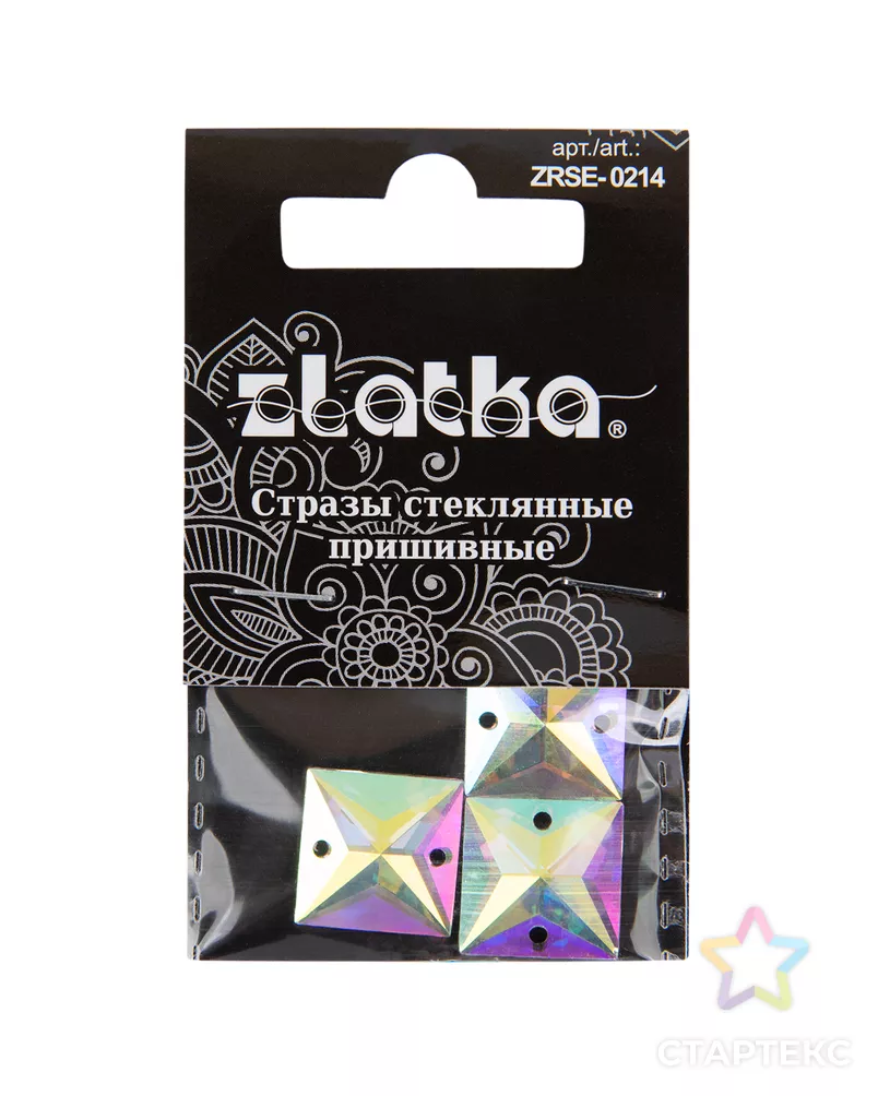 Страз "Zlatka" ZRSE-0214 AB-Crystal 14 х 14 мм стекло 5 x 3 шт в пакете с картонным еврослотом арт. ГММ-112375-1-ГММ094452938394 - рис. 4