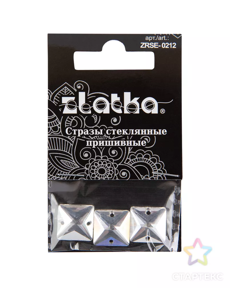 Страз "Zlatka" ZRSE-0212 Crystal 12 х 12 мм стекло 5 x 3 шт в пакете с картонным еврослотом арт. ГММ-112381-1-ГММ094456931034 - рис. 4