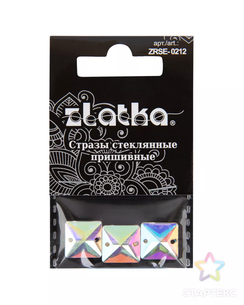 Страз "Zlatka" ZRSE-0212 AB-Crystal 12 х 12 мм стекло 5 x 3 шт в пакете с картонным еврослотом арт. ГММ-112382-1-ГММ094456940154 - рис. 4